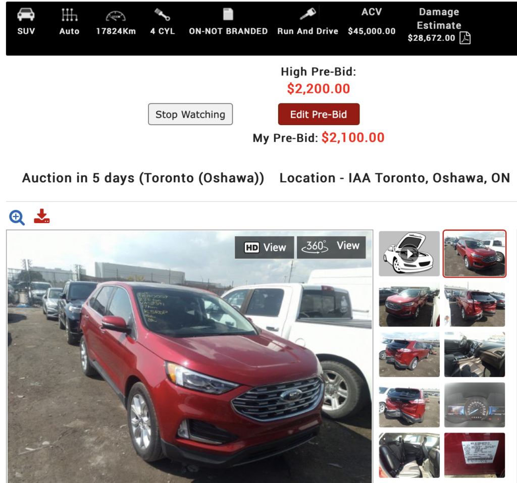 Damaged Salvage Cars for Sale in Toronto - Parts Car Auction